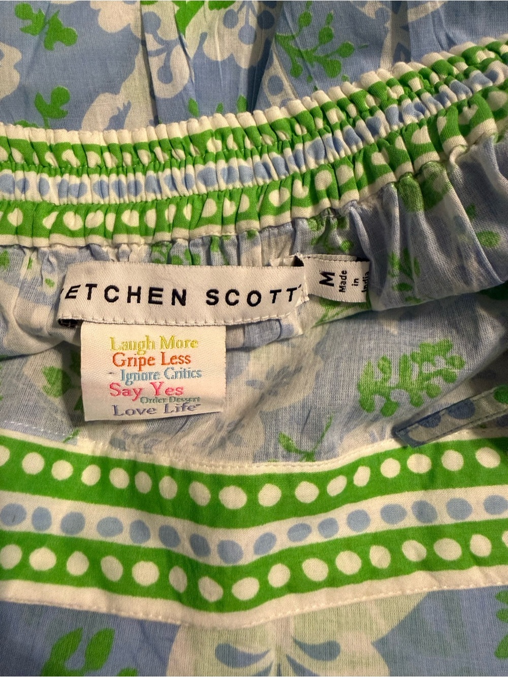 Gretchen Scott Blue & Green Floral Tiered Skirt - Size M - 100% Cotton - Picture 5 of 7